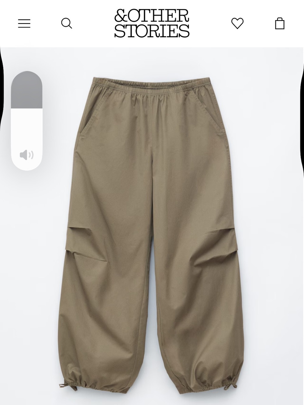 NWT & Other Stories Olive Drawcord Cargo/Parachute Pants